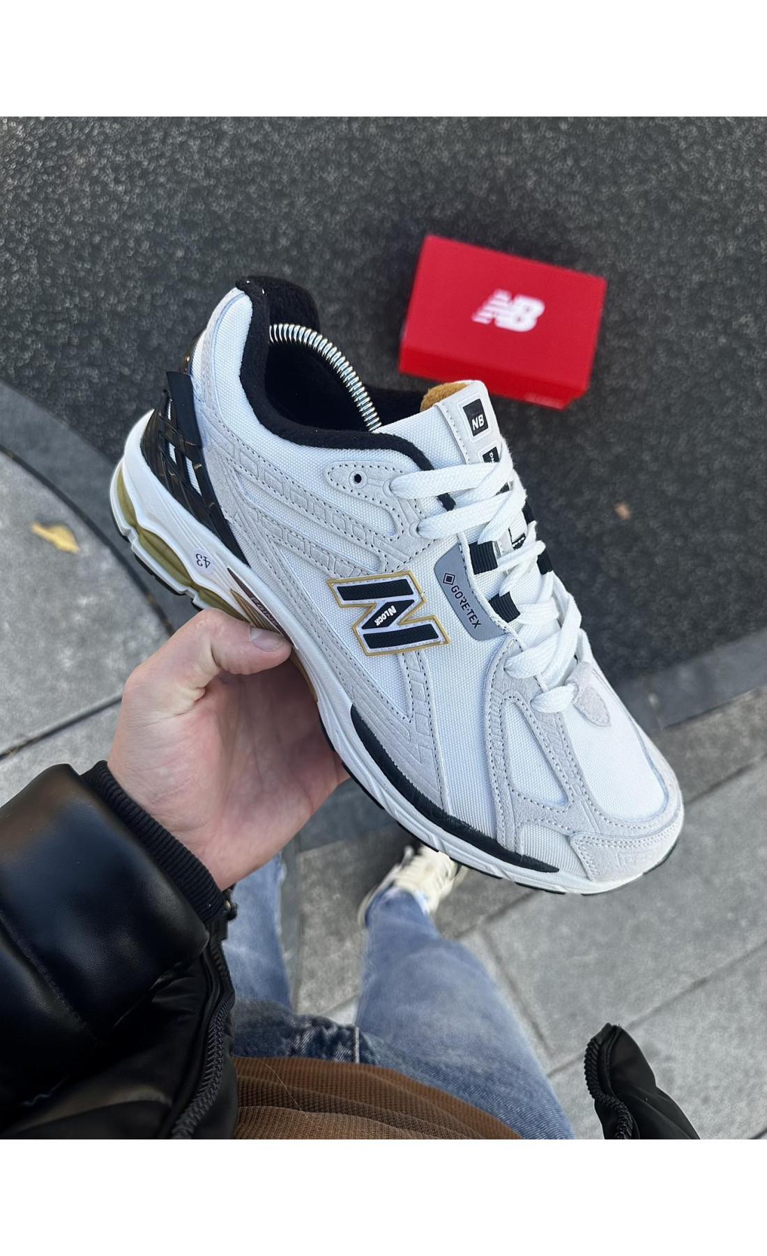 Чоловічі кросівки  Термо кросівки new balance r metallic gold / gore tex (cordura) (9111-1)