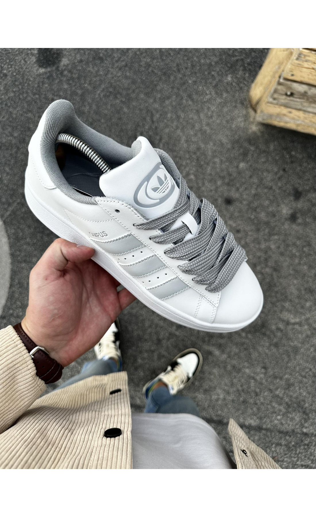 Чоловічі кросівки  Кросівки adidas campus (white, шкіра) (0815-17)