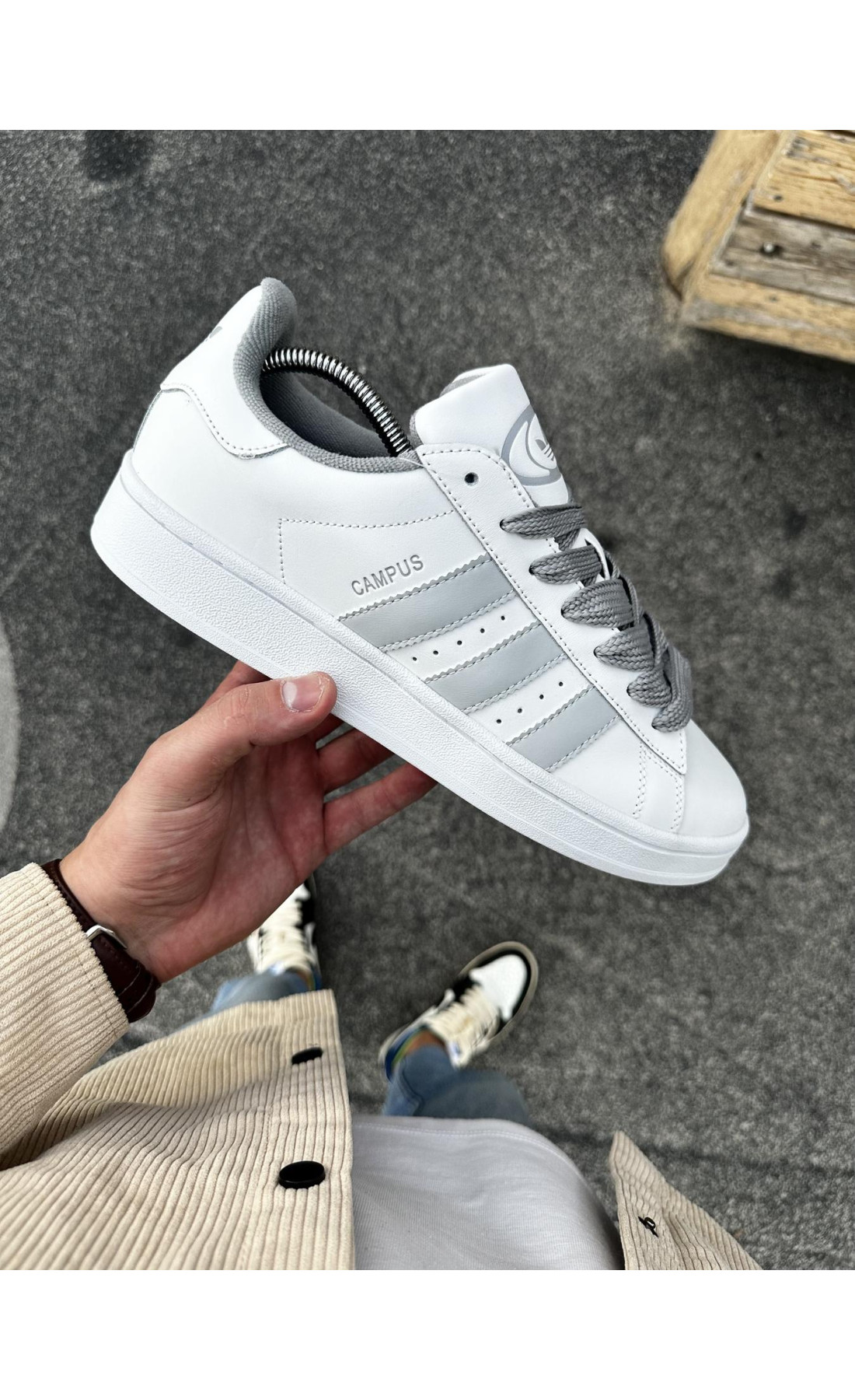 Чоловічі кросівки  Кросівки adidas campus (white, шкіра) (0815-17)