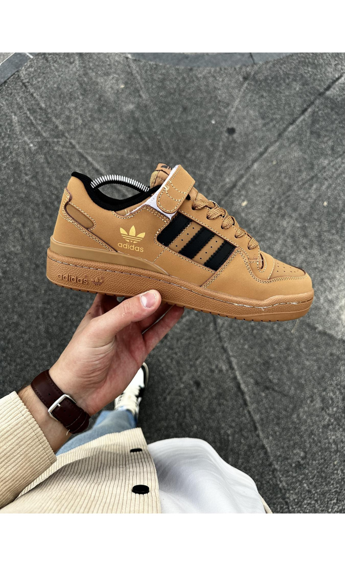 Чоловічі кросівки  Кросівки adidas forum low (camel) (316-5)