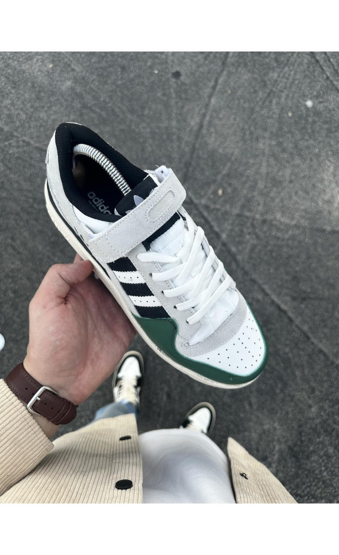 Чоловічі кросівки  Кросівки adidas forum low (gray & green) (316-14)