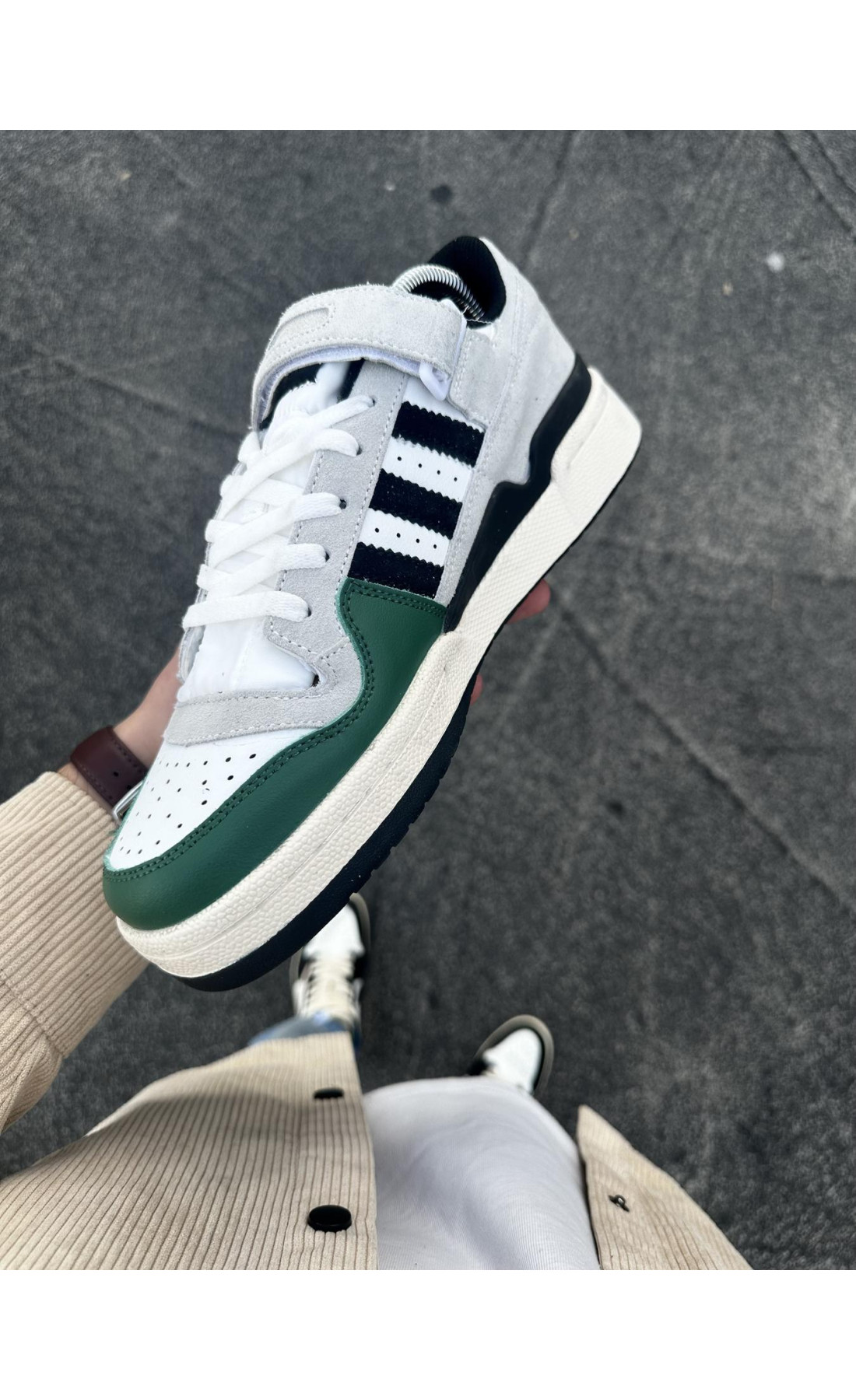Чоловічі кросівки  Кросівки adidas forum low (gray & green) (316-14)