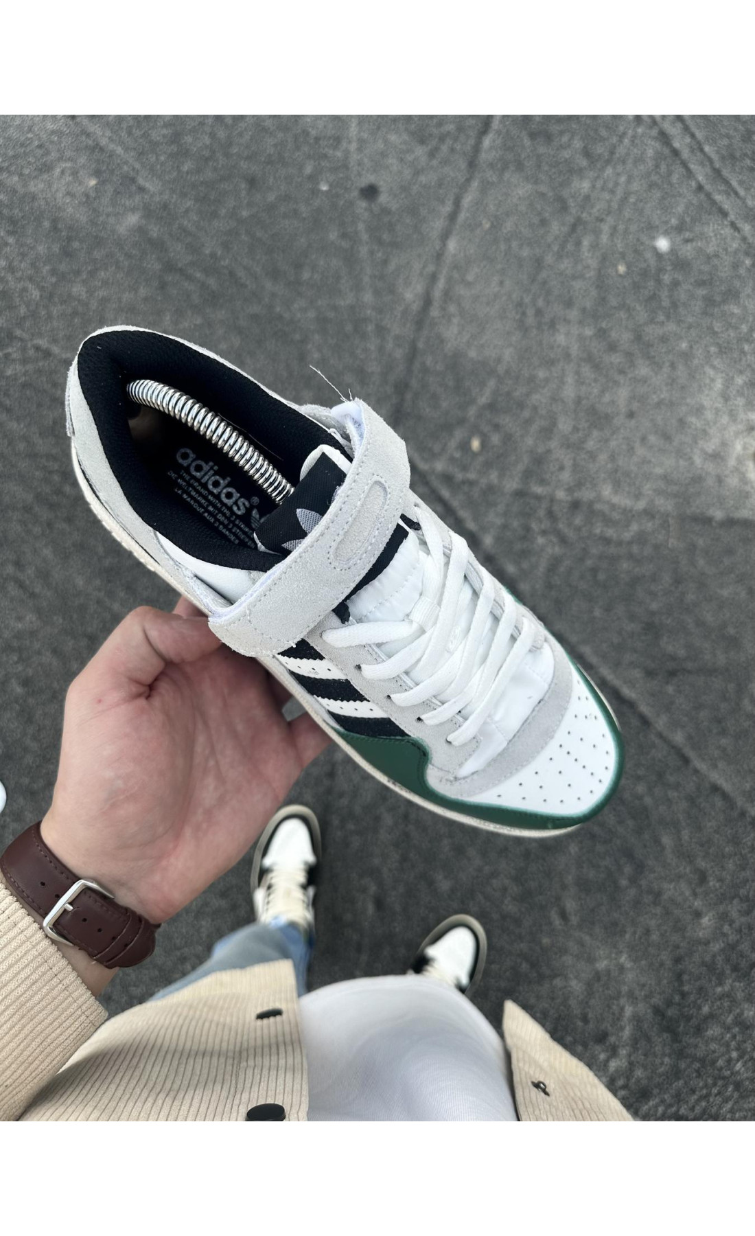 Чоловічі кросівки  Кросівки adidas forum low (gray & green) (316-14)