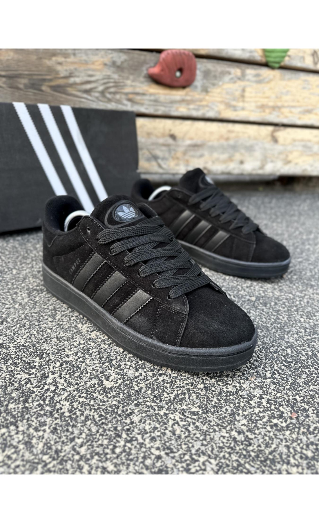 Чоловічі кросівки  Кросівки adidas campus (all black, замша) (6065-1)