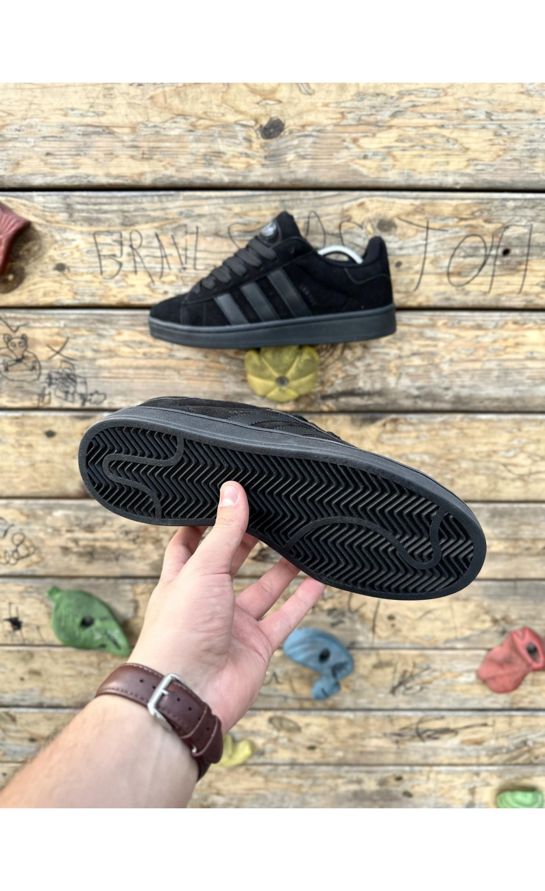 Чоловічі кросівки  Кросівки adidas campus (all black, замша) (6065-1)