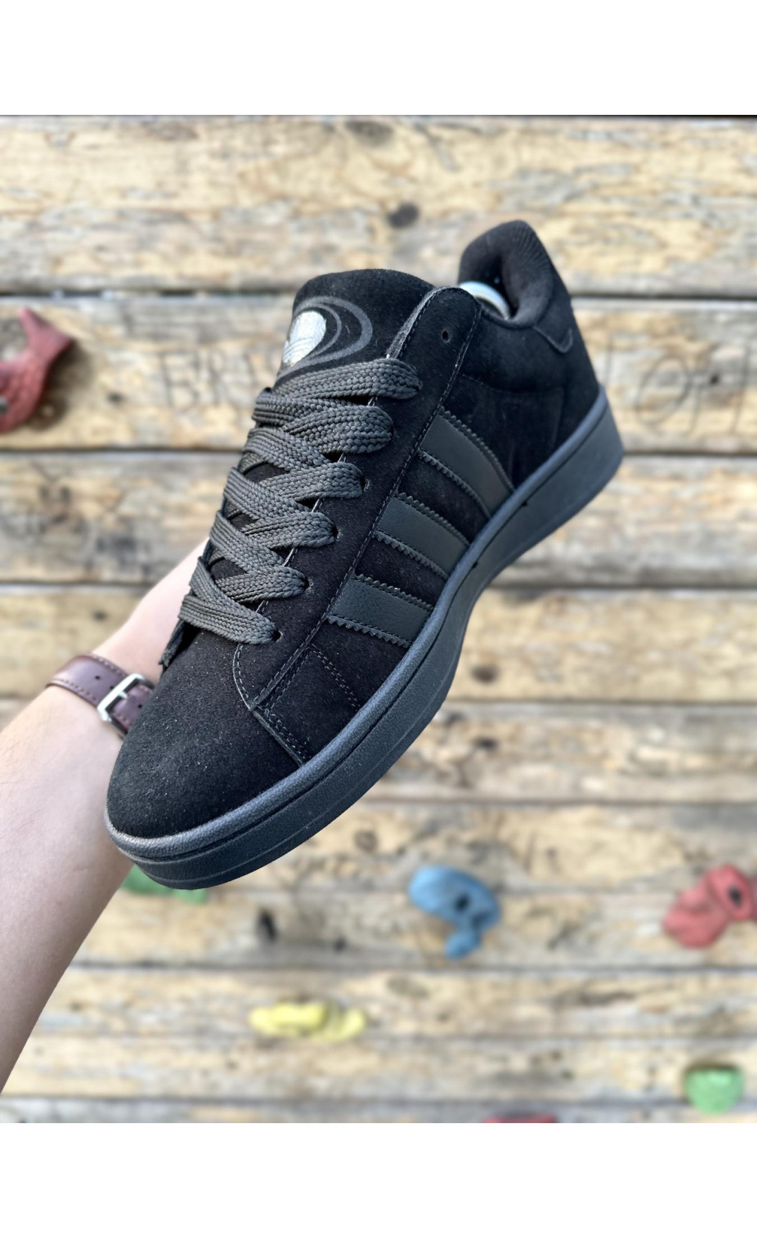 Чоловічі кросівки  Кросівки adidas campus (all black, замша) (6065-1)