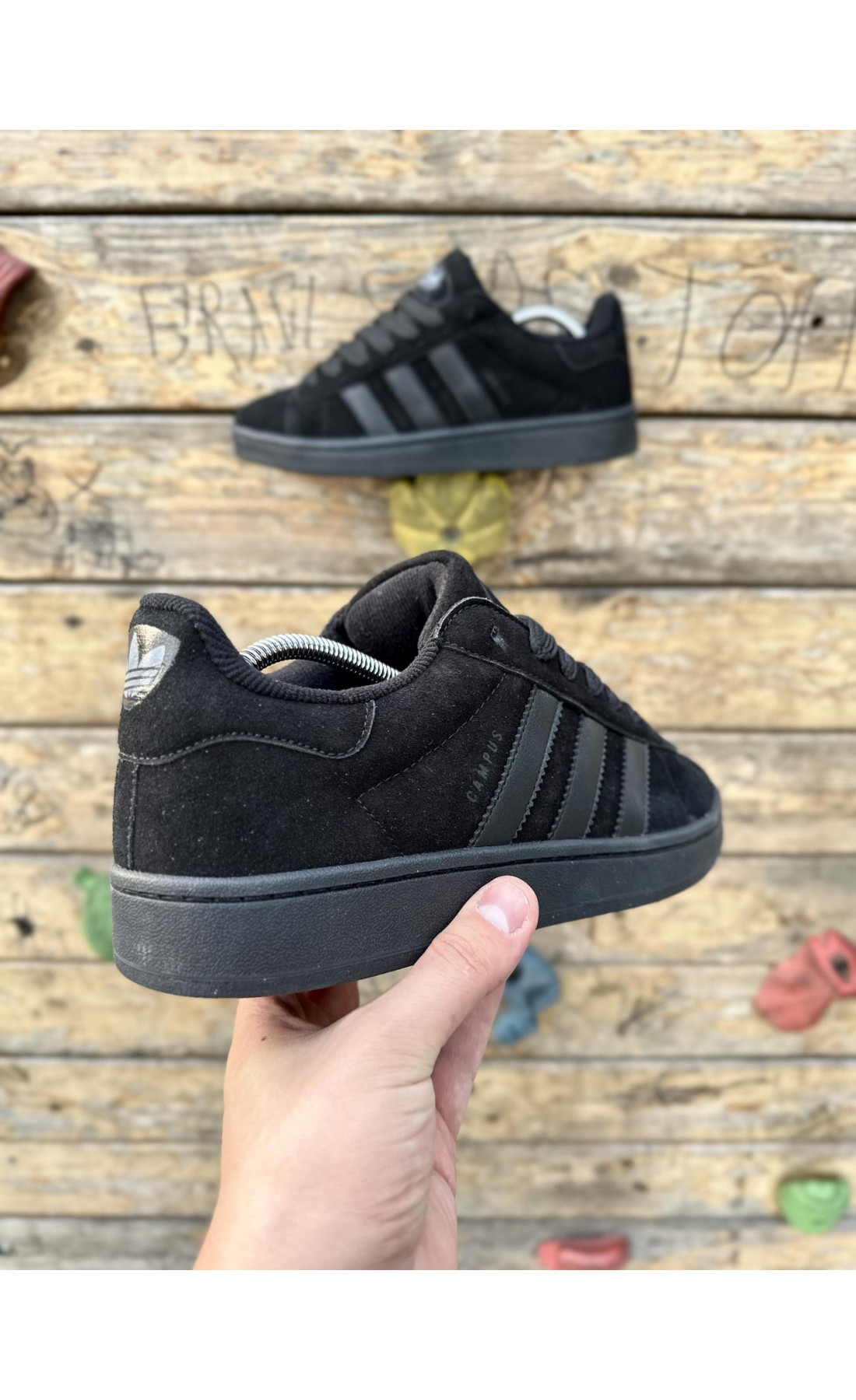 Чоловічі кросівки  Кросівки adidas campus (all black, замша) (6065-1)