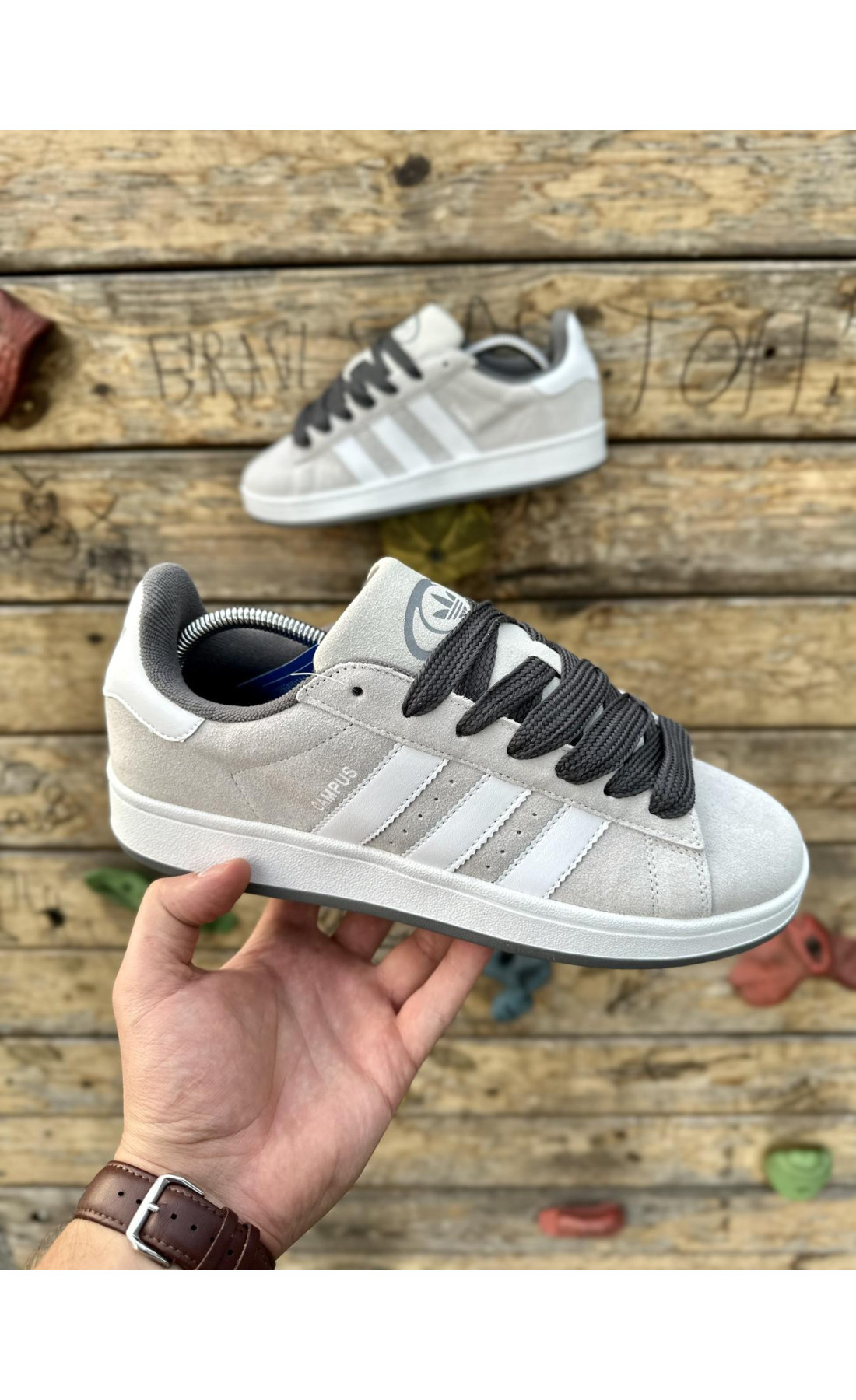Чоловічі кросівки  Кросівки adidas campus (gray & white) (0815-21)