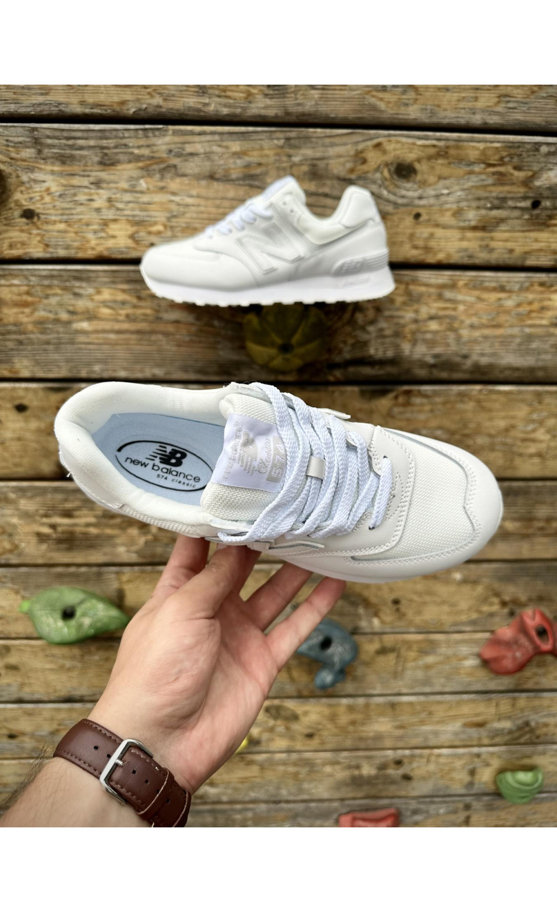 Чоловічі кросівки  Кросівки new balance (-, шкіра, білі) (473-5)