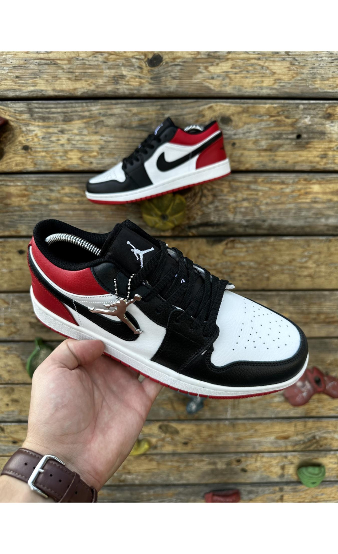 Чоловічі кросівки  Кросівки nike air jordan low (black white red) (807-6)