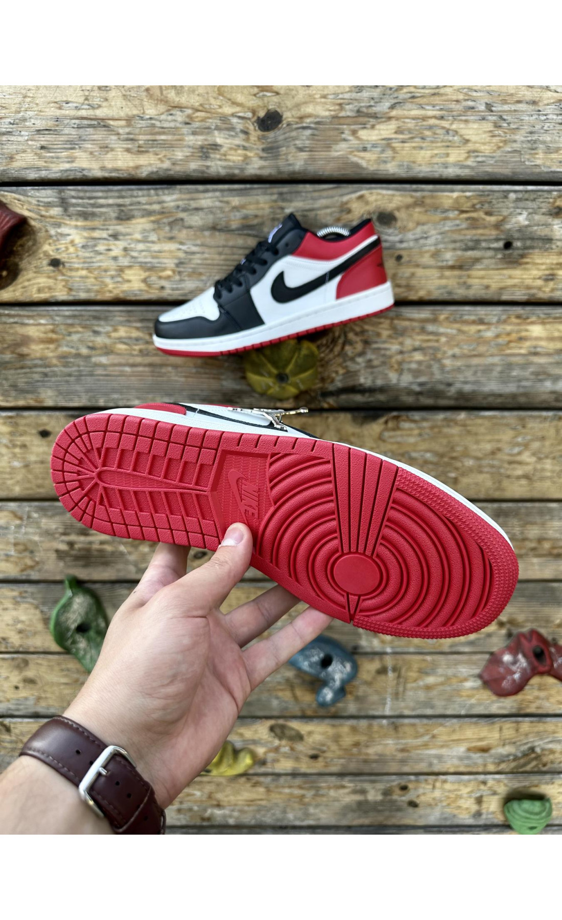 Чоловічі кросівки  Кросівки nike air jordan low (black white red) (807-6)