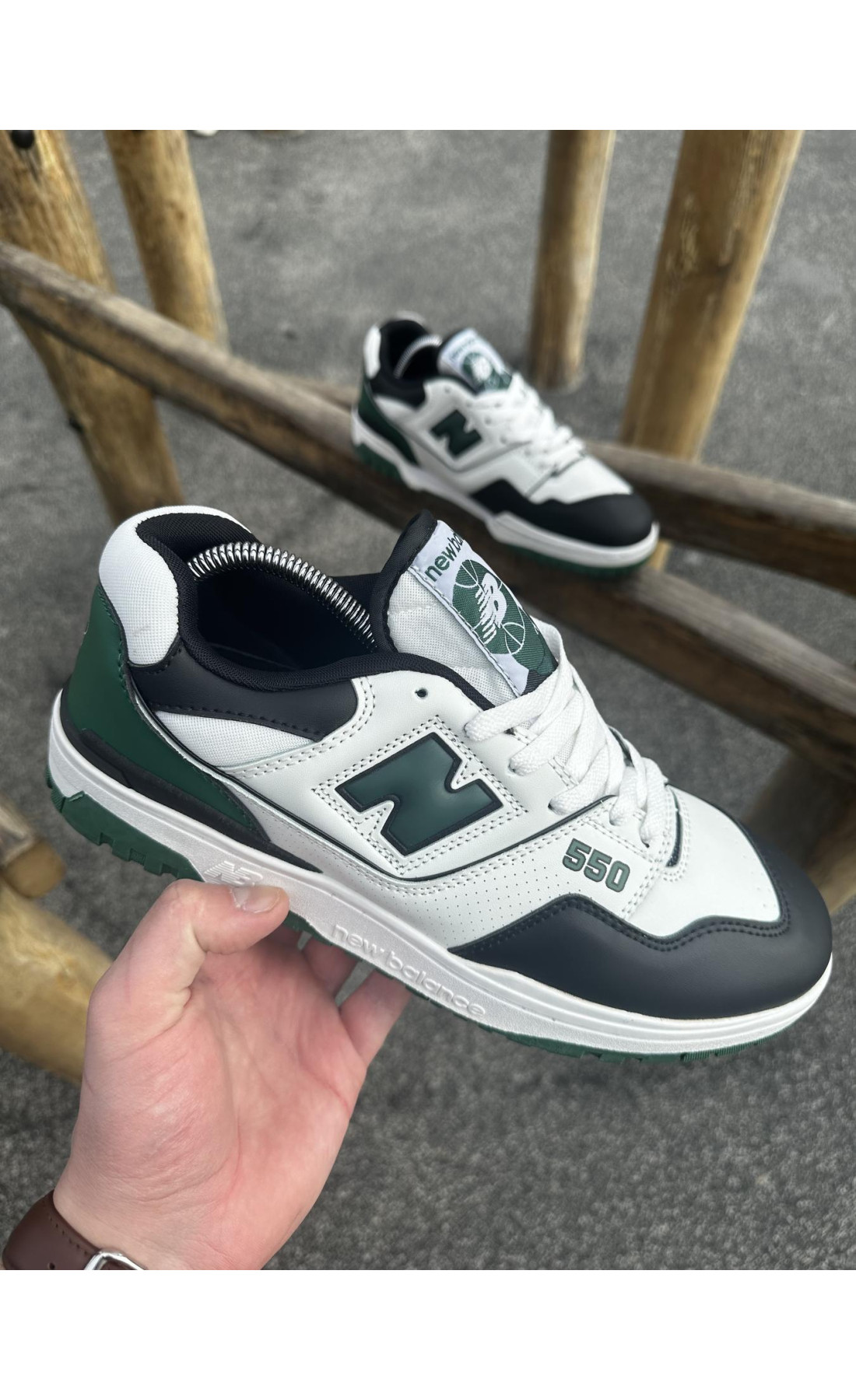 Чоловічі кросівки  Кросівки new balance (white & green) (550-5)
