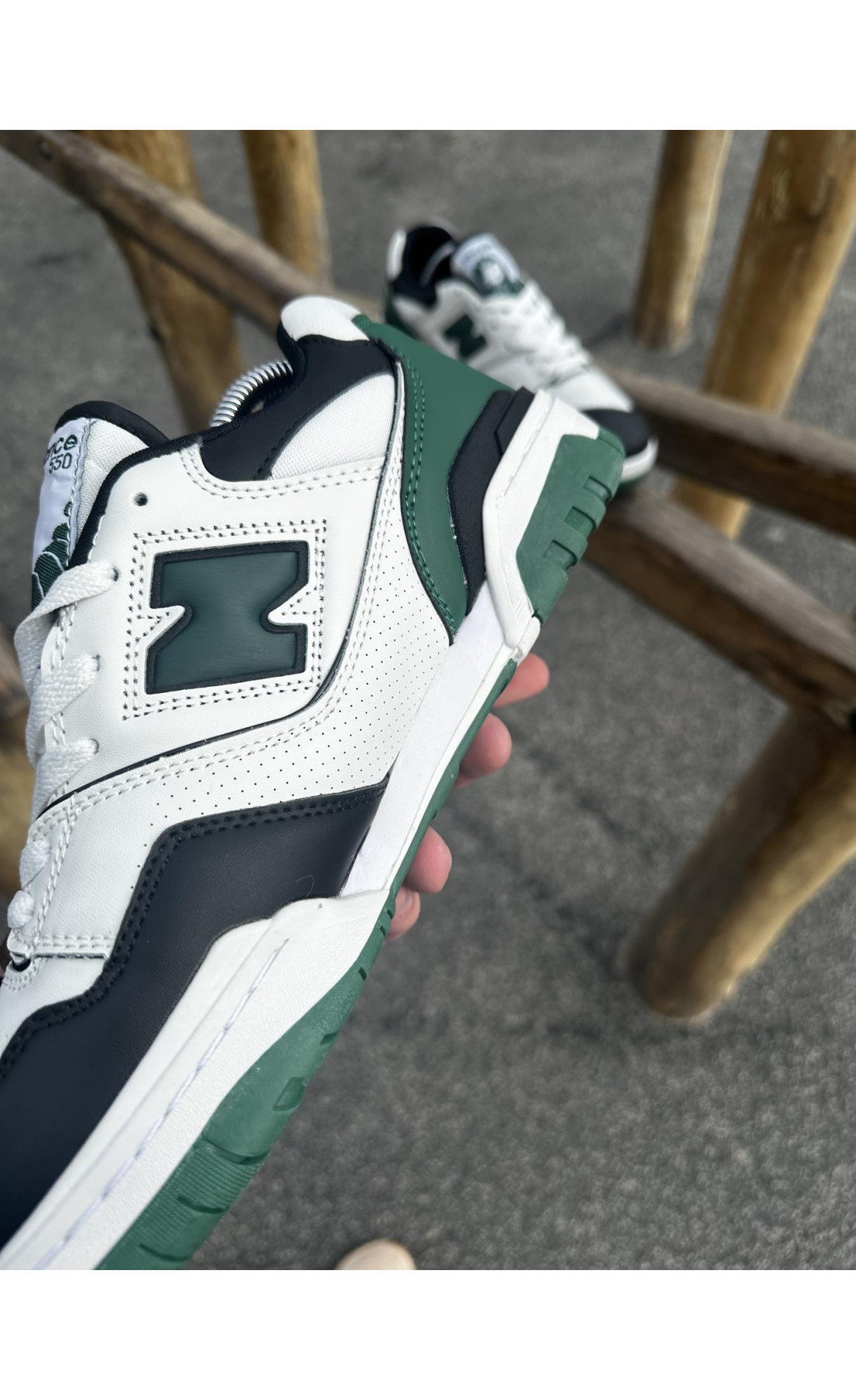 Чоловічі кросівки  Кросівки new balance (white & green) (550-5)