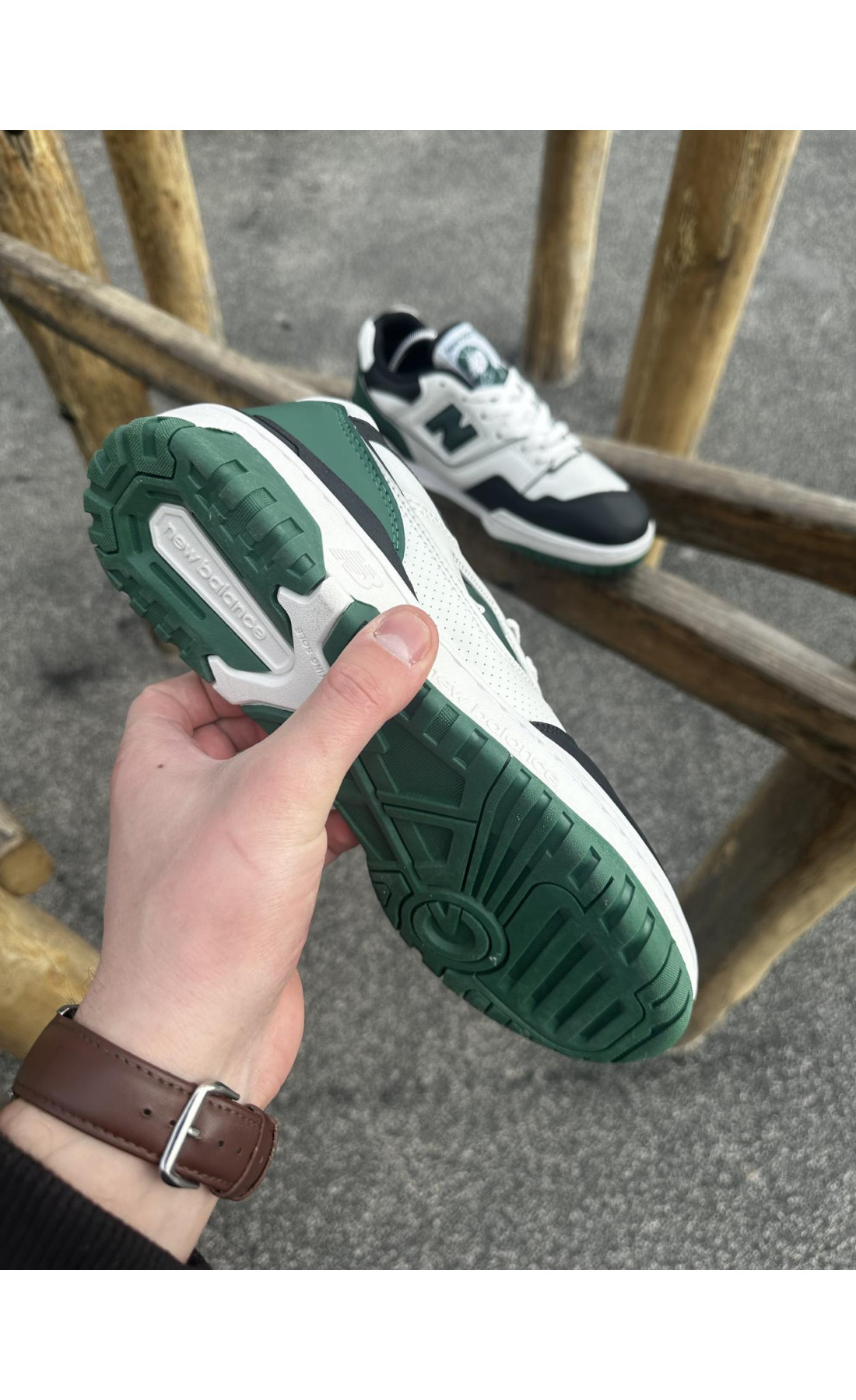 Чоловічі кросівки  Кросівки new balance (white & green) (550-5)