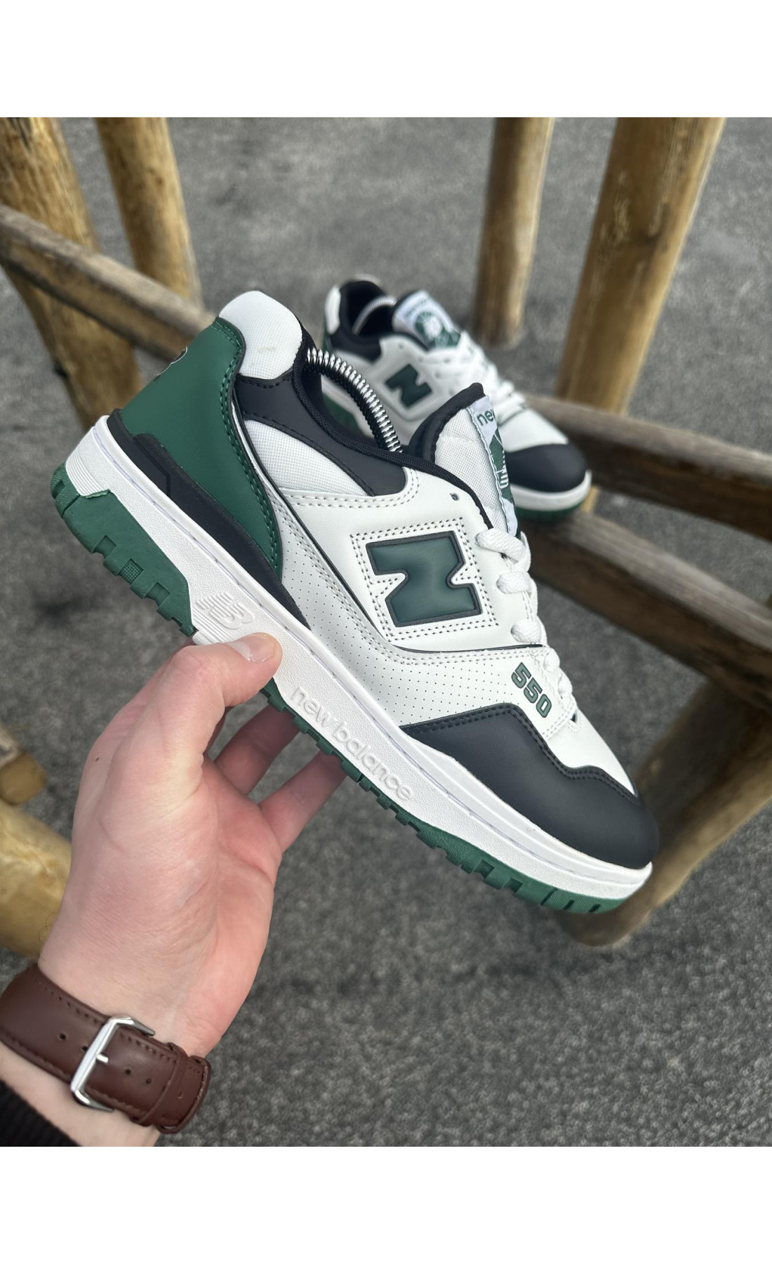 Чоловічі кросівки  Кросівки new balance (white & green) (550-5)
