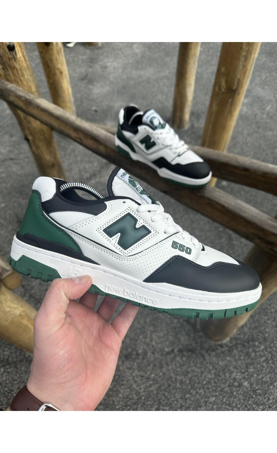 Чоловічі кросівки  Кросівки new balance (white & green) (550-5)