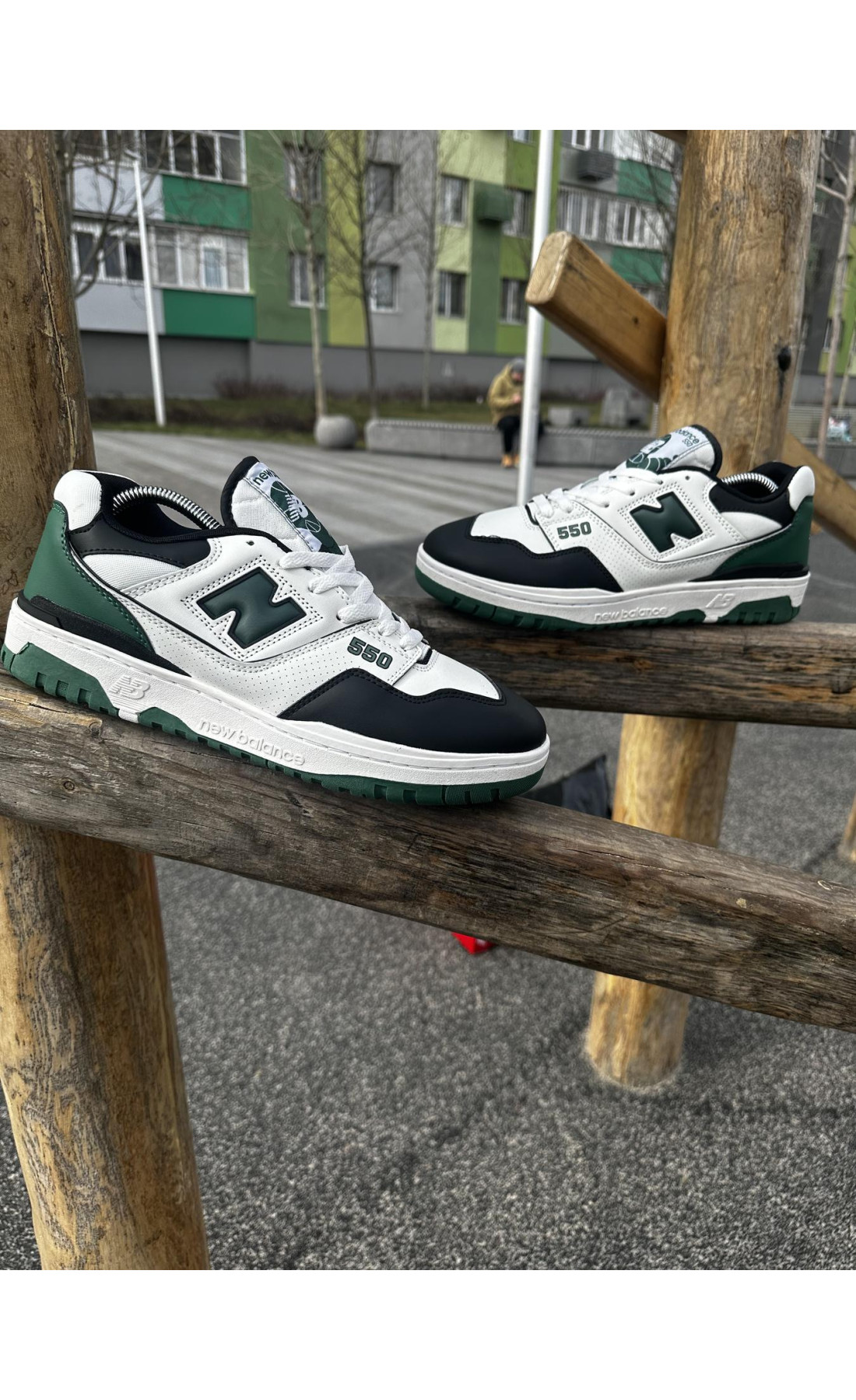 Чоловічі кросівки  Кросівки new balance (white & green) (550-5)