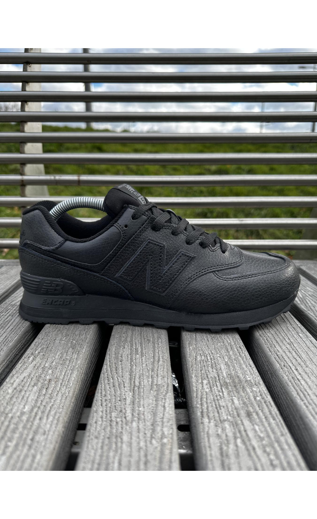 Чоловічі кросівки  Кросівки new balance (-, шкіра, чорні) (392-11)