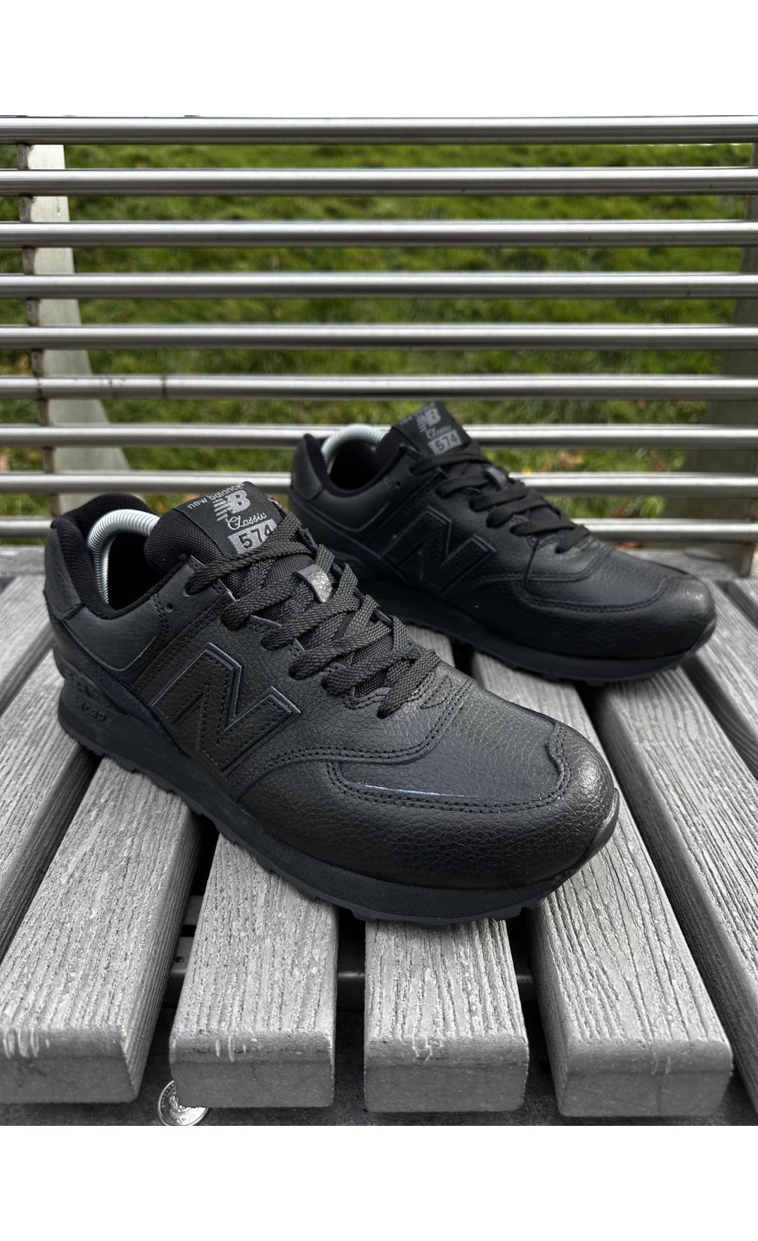 Чоловічі кросівки  Кросівки new balance (-, шкіра, чорні) (392-11)