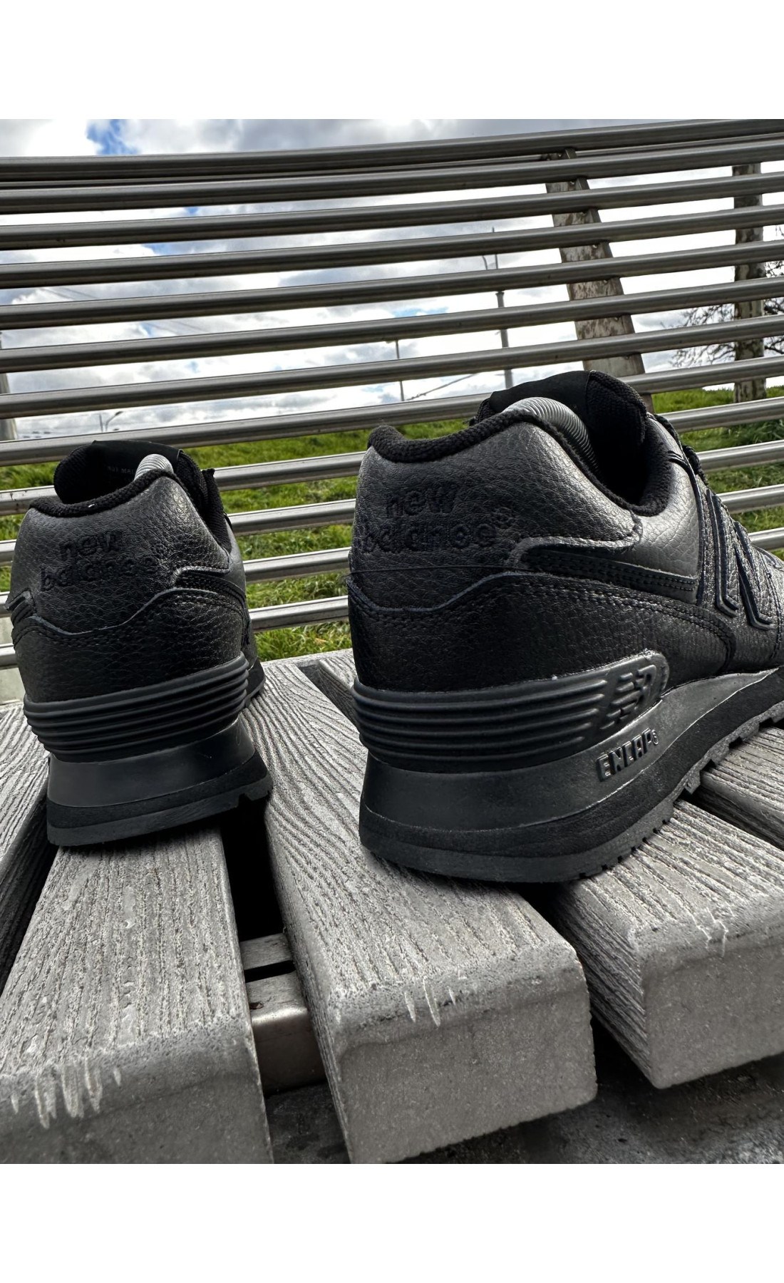 Чоловічі кросівки  Кросівки new balance (-, шкіра, чорні) (392-11)