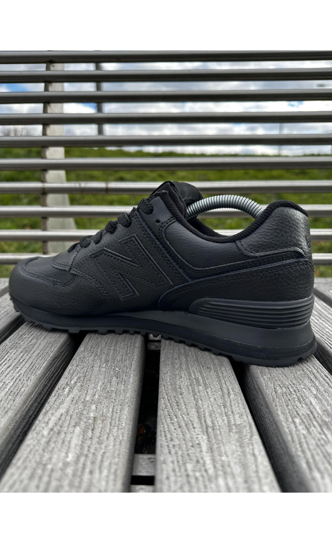 Чоловічі кросівки  Кросівки new balance (-, шкіра, чорні) (392-11)