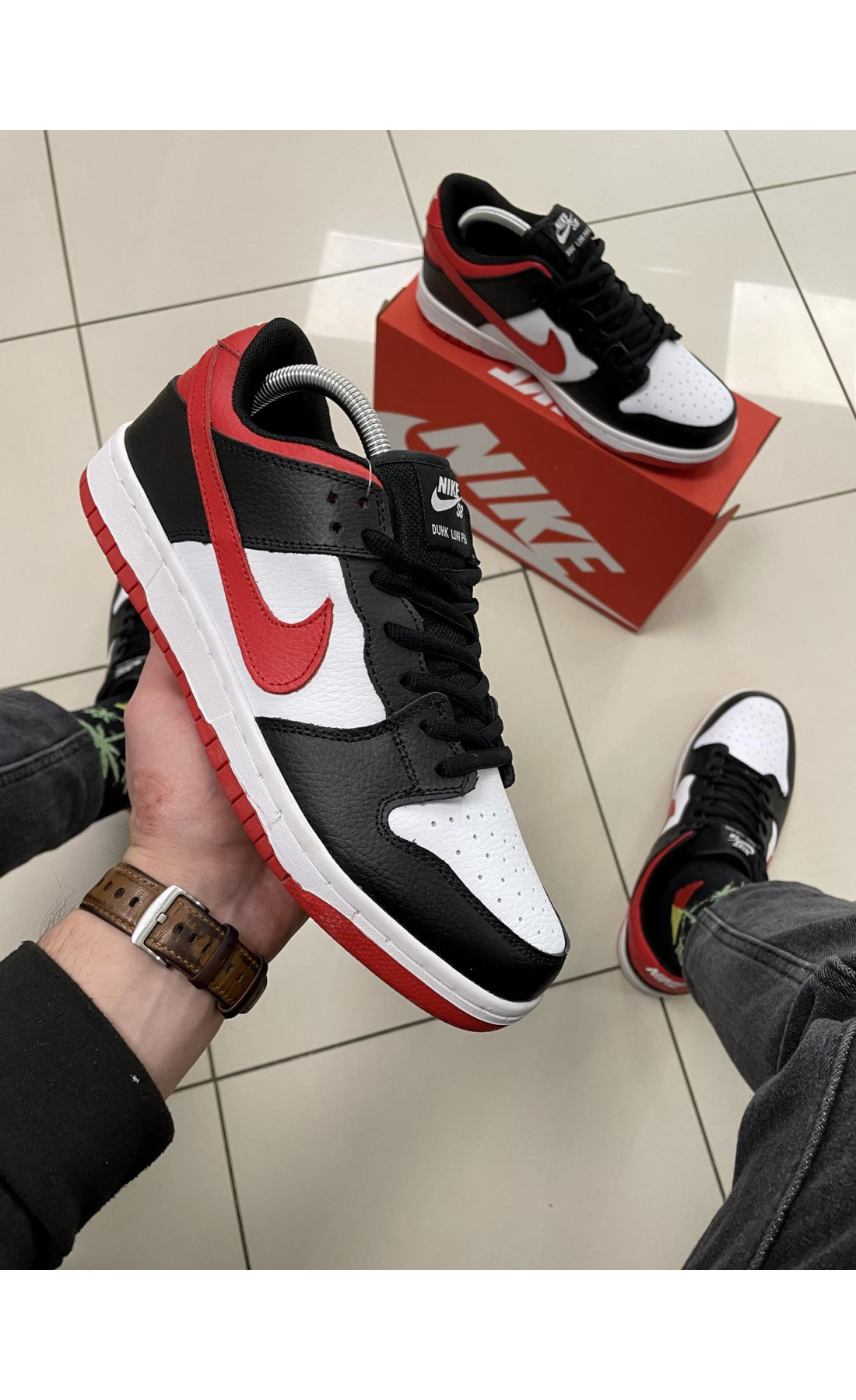 Чоловічі кросівки  Кросівки nike sb dunk low pro (червоний свуш) (A458-1)