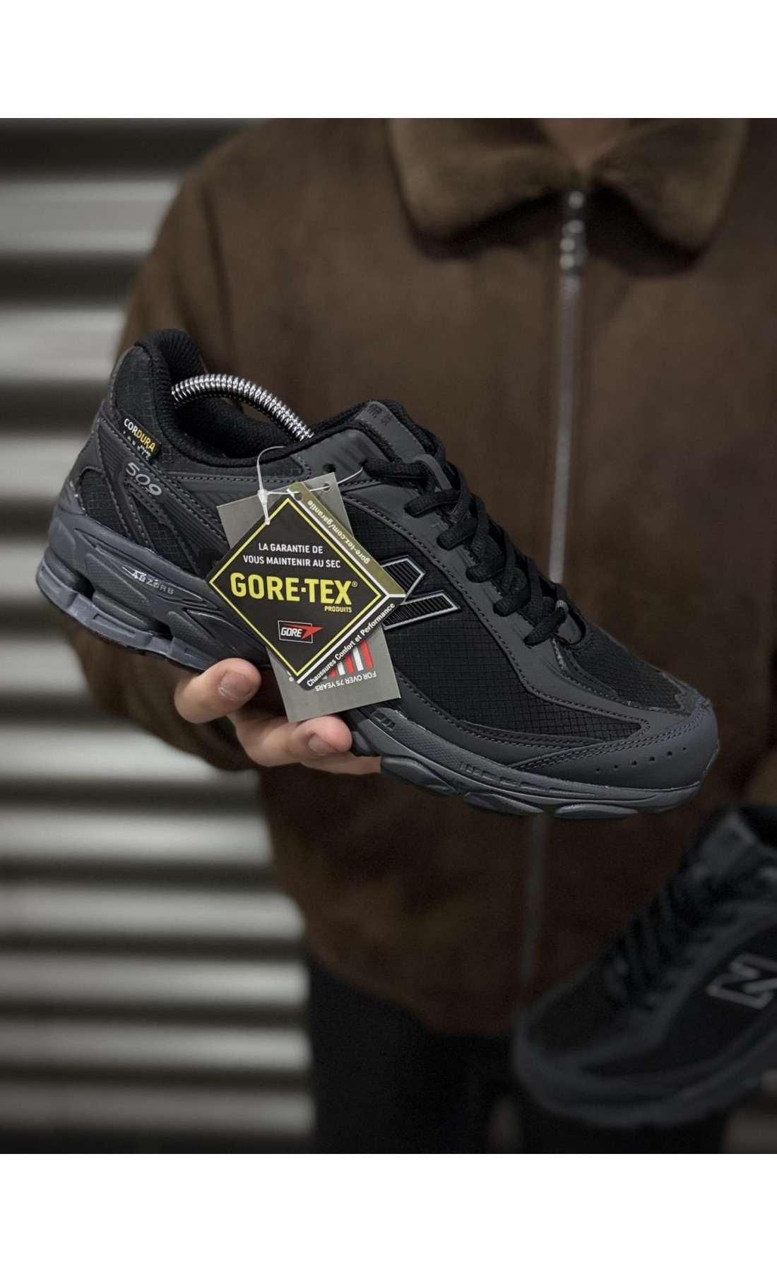 Чоловічі кросівки  Термо кросівки new balance waterproof gore tex (чорно-сірі) (7115-4)