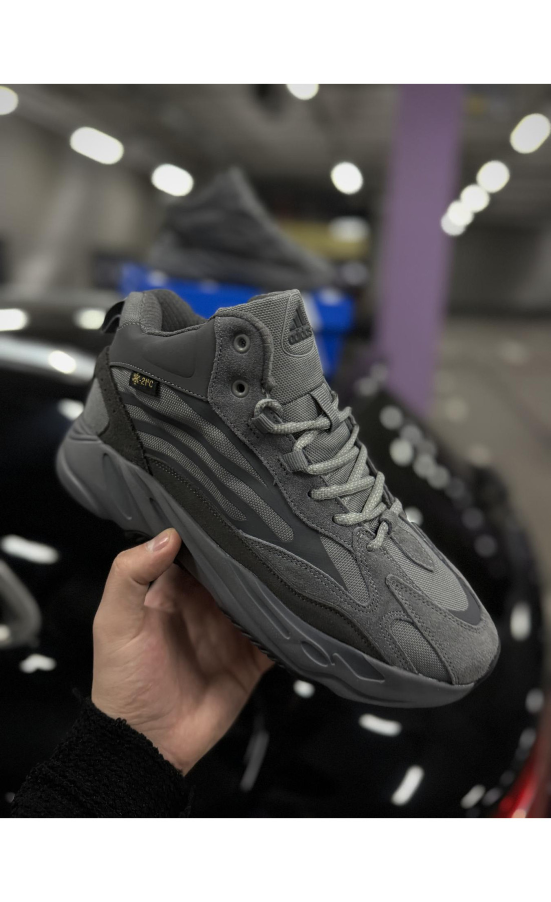 Чоловічі кросівки  Зимові вологозахисні кросівки adidas yeezy boost , темно сірі (2695-7)