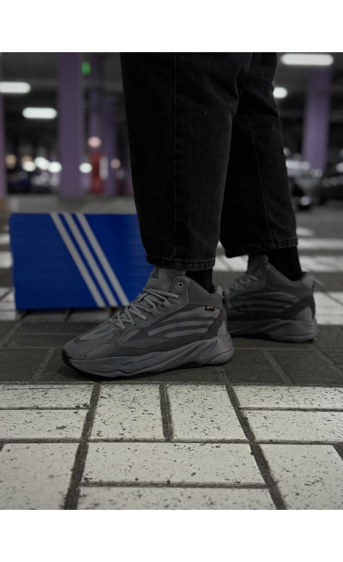 Чоловічі кросівки  Зимові вологозахисні кросівки adidas yeezy boost , темно сірі (2695-7)