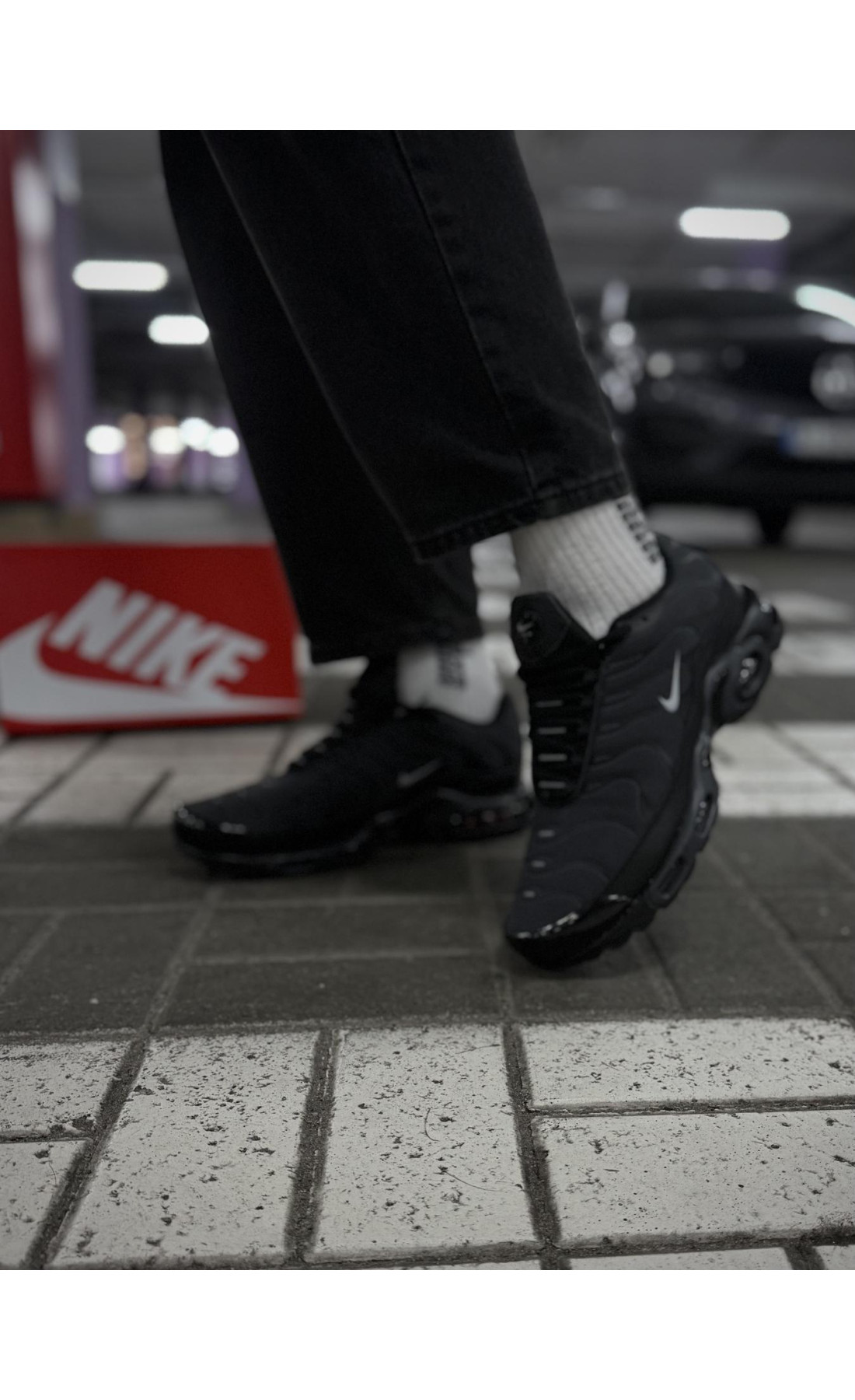 Чоловічі кросівки  Термо кросівки nike air plus tn (чорно-сірі) (9133-2)