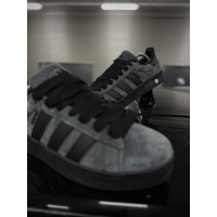 Чоловічі кросівки  Зимові кросівки adidas campus, чорно-сірі з хутром (833-3)