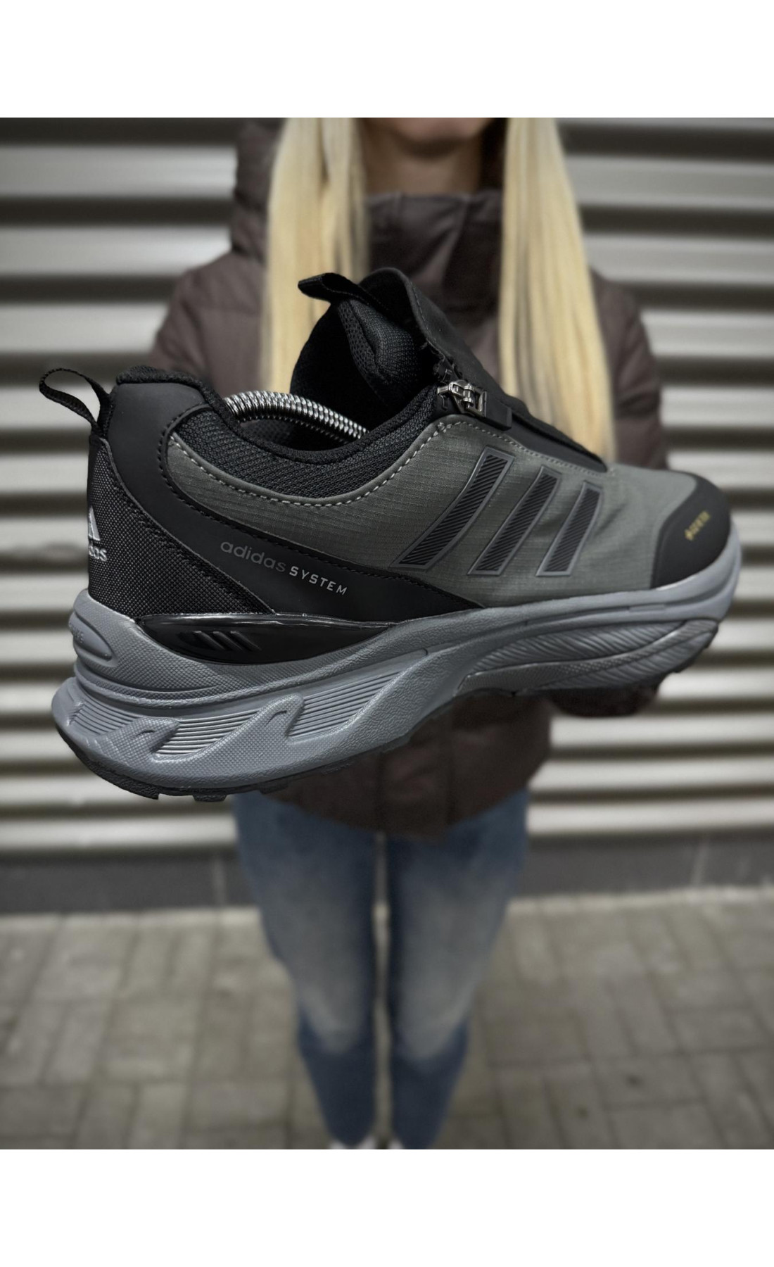 Чоловічі кросівки  Термо кросівки adidas system odyssey x gore tex, хакі темні (236-6)