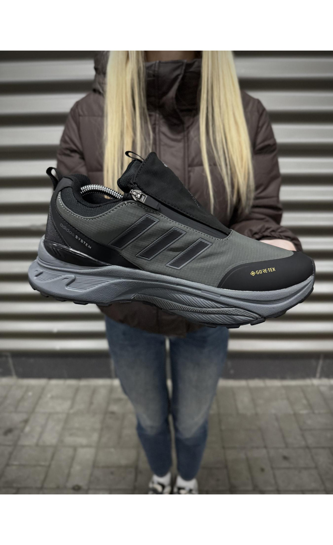 Чоловічі кросівки  Термо кросівки adidas system odyssey x gore tex, хакі темні (236-6)