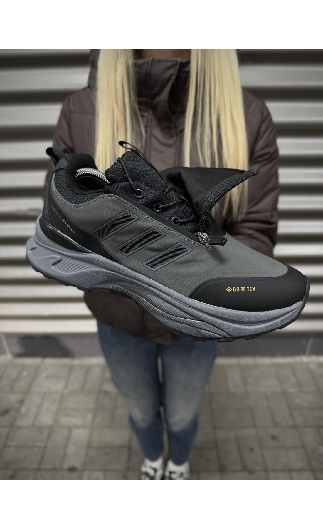 Чоловічі кросівки  Термо кросівки adidas system odyssey x gore tex, хакі темні (236-6)