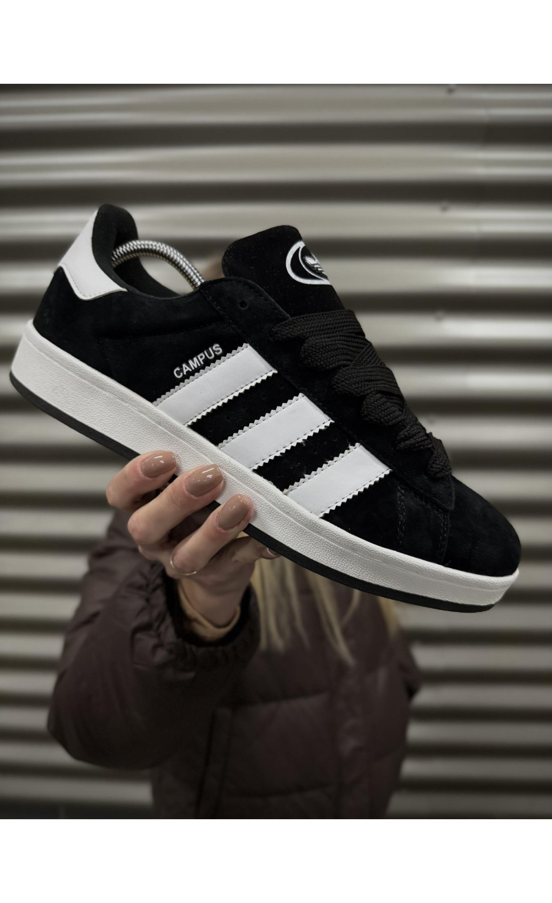 Чоловічі кросівки  Зимові кросівки adidas campus, чорно-білі з хутром (833-5)