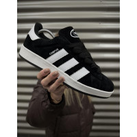 Чоловічі кросівки  Зимові кросівки adidas campus, чорно-білі з хутром (833-5)