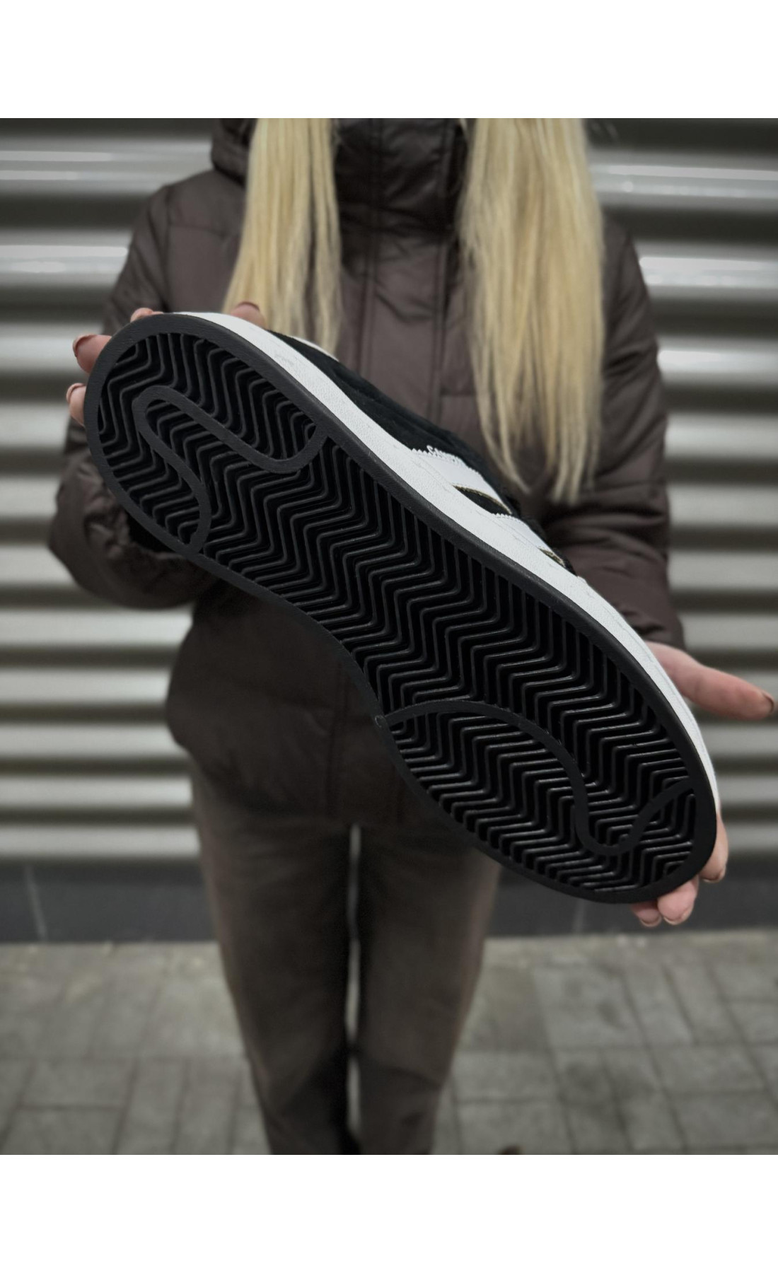 Чоловічі кросівки  Зимові кросівки adidas campus, чорно-білі з хутром (833-5)