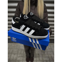 Чоловічі кросівки  Зимові кросівки adidas campus, чорно-білі з хутром (833-5)