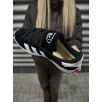 Чоловічі кросівки  Зимові кросівки adidas campus, чорно-білі з хутром (833-5)