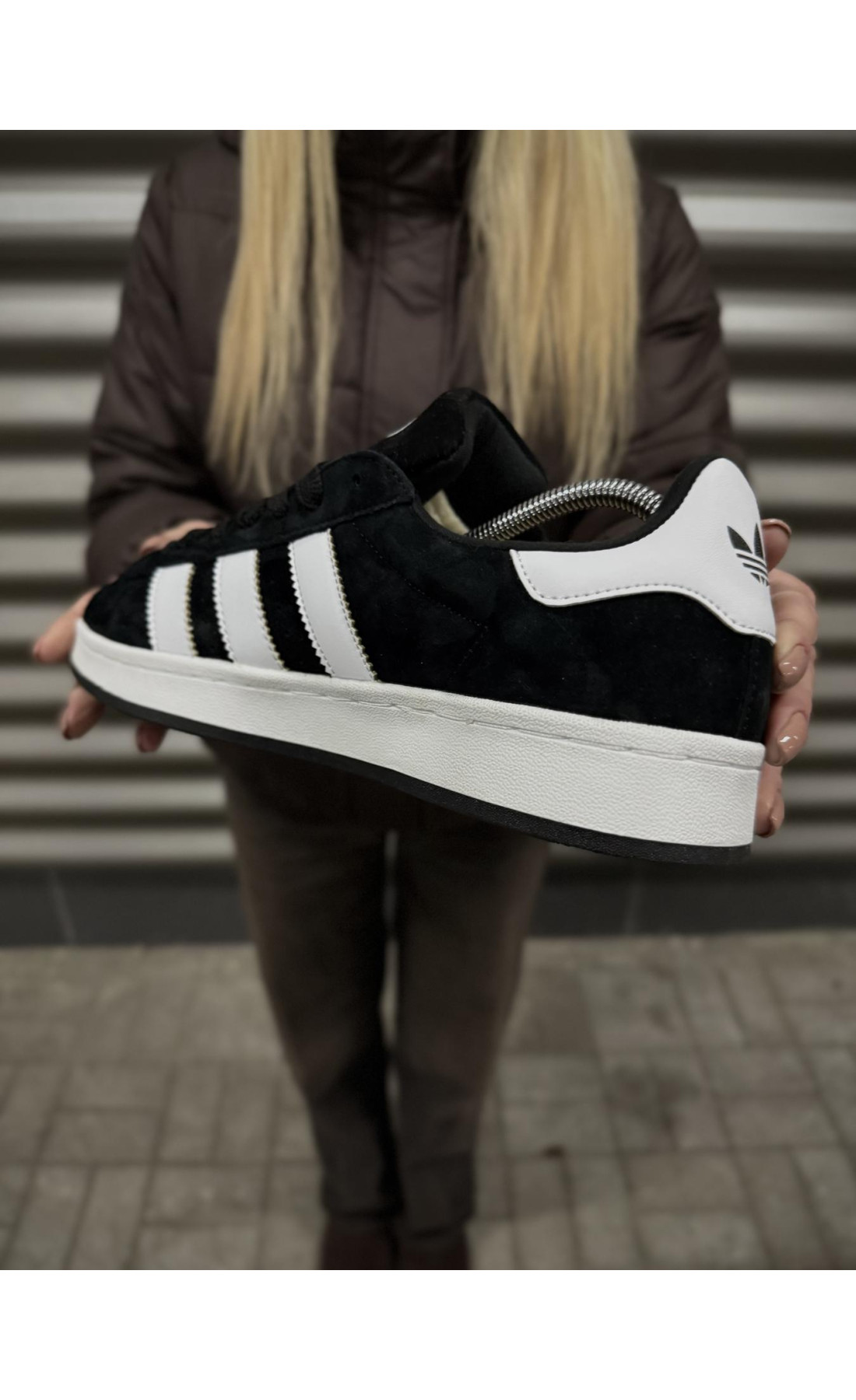 Чоловічі кросівки  Зимові кросівки adidas campus, чорно-білі з хутром (833-5)