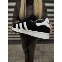 Чоловічі кросівки  Зимові кросівки adidas campus, чорно-білі з хутром (833-5)