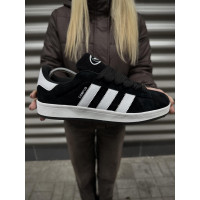 Чоловічі кросівки  Зимові кросівки adidas campus, чорно-білі з хутром (833-5)