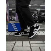 Чоловічі кросівки  Зимові кросівки adidas campus, чорно-білі з хутром (833-5)