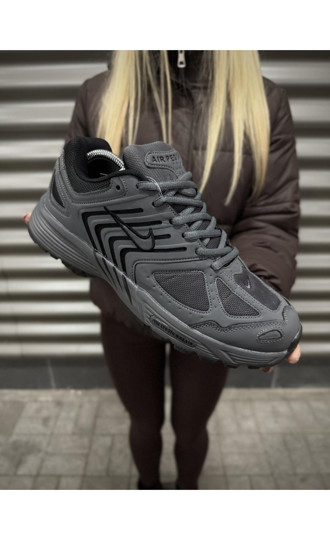 Чоловічі кросівки  Термо кросівки nike air pegasus k, темно сірі (2987-8)