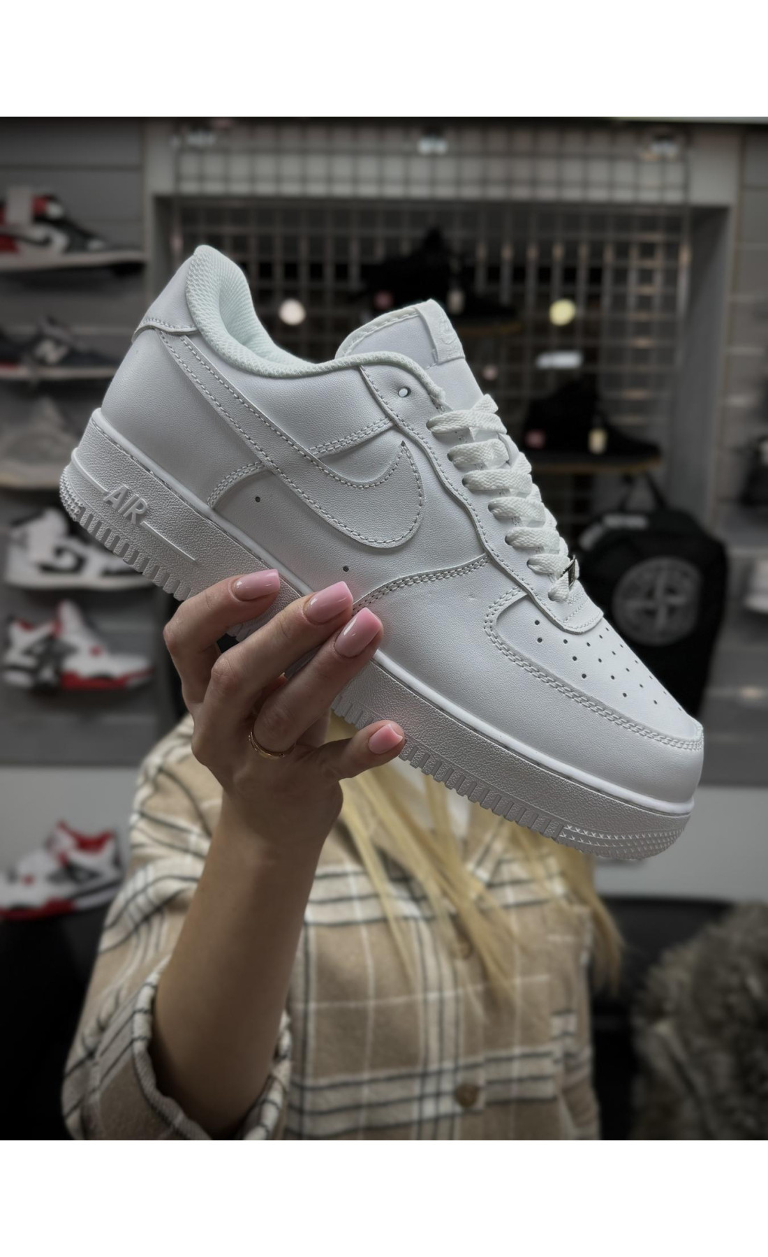 Чоловічі кросівки  Зимові кросівки nike air force білі, топ якість (low) (50-2)