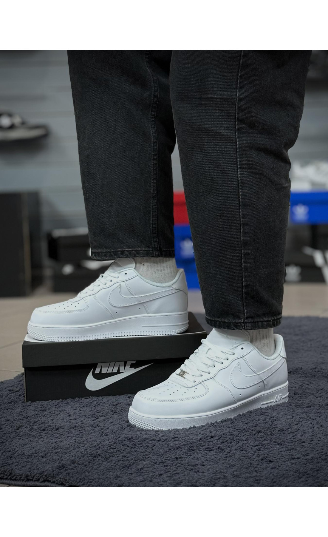 Чоловічі кросівки  Зимові кросівки nike air force білі, топ якість (low) (50-2)