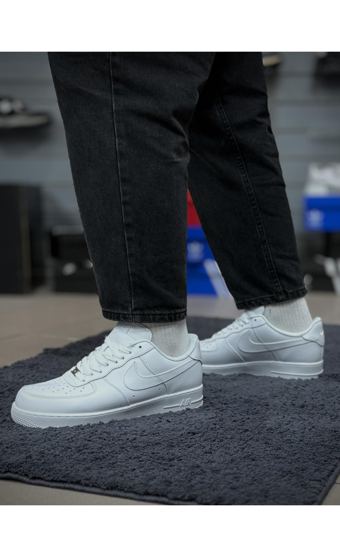 Чоловічі кросівки  Зимові кросівки nike air force білі, топ якість (low) (50-2)