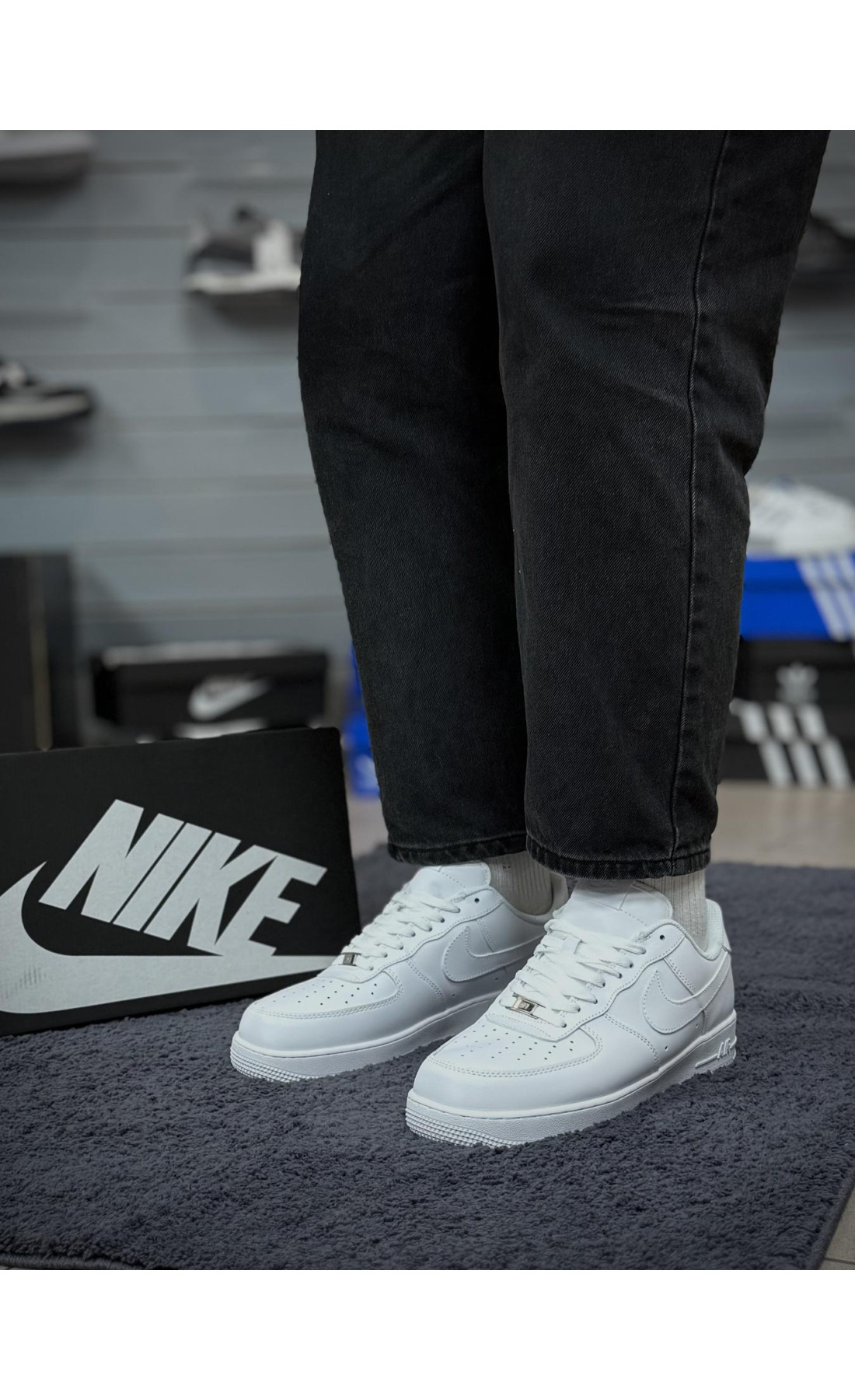 Чоловічі кросівки  Зимові кросівки nike air force білі, топ якість (low) (50-2)