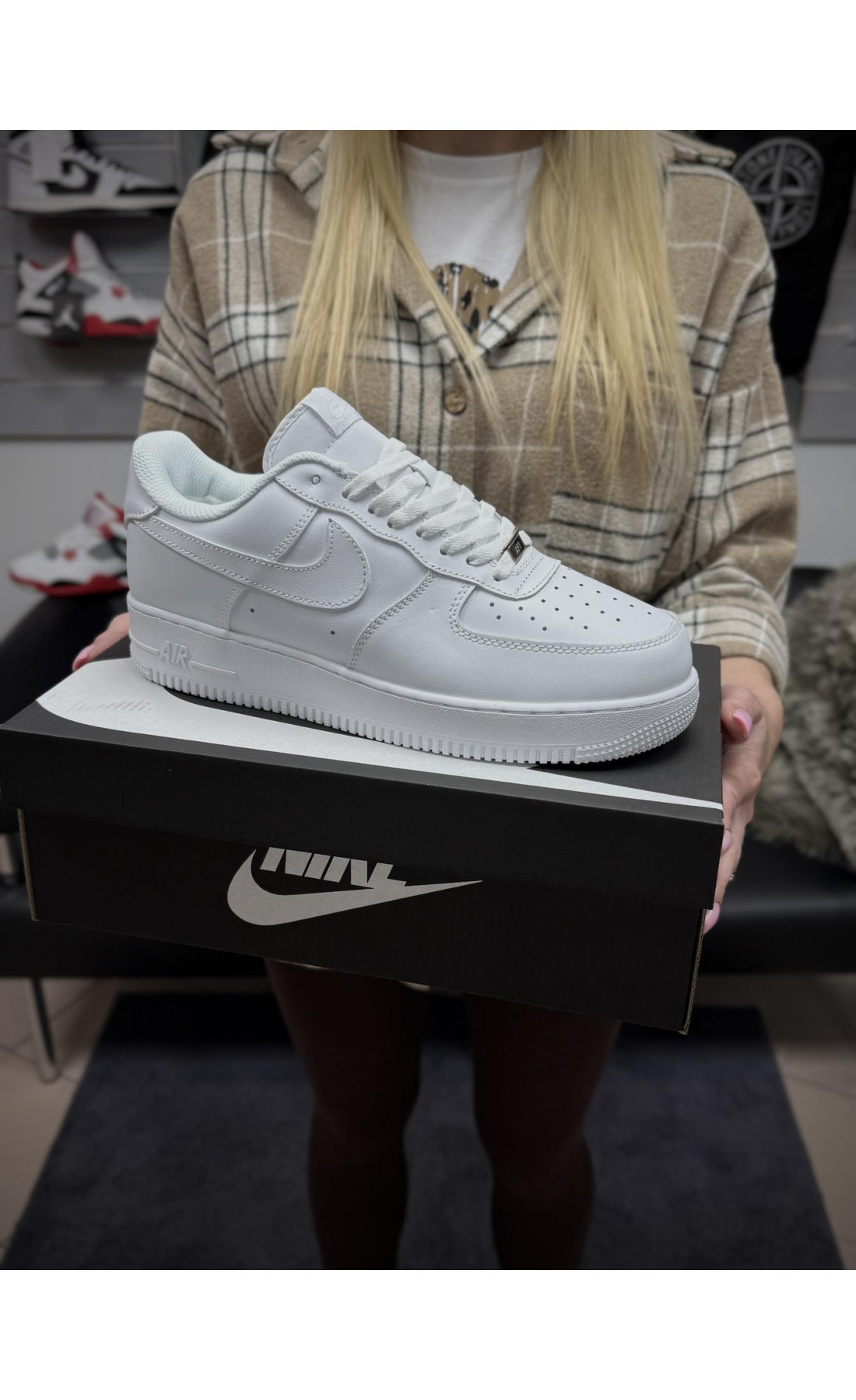 Чоловічі кросівки  Зимові кросівки nike air force білі, топ якість (low) (50-2)