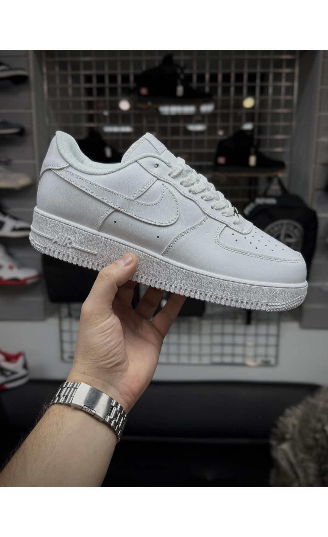 Чоловічі кросівки  Зимові кросівки nike air force білі, топ якість (low) (50-2)